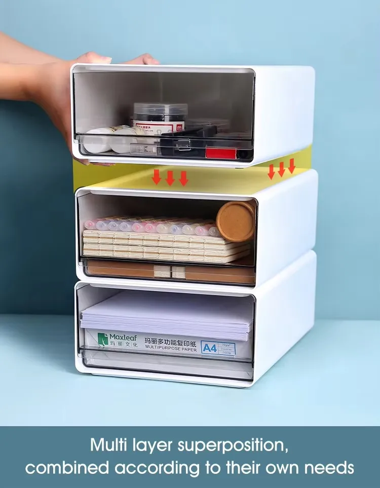 Free Sample Mini Sundries Stationery Multi Layer Plastic Pp Office Accessories Stackable Desktop Storage Drawers details