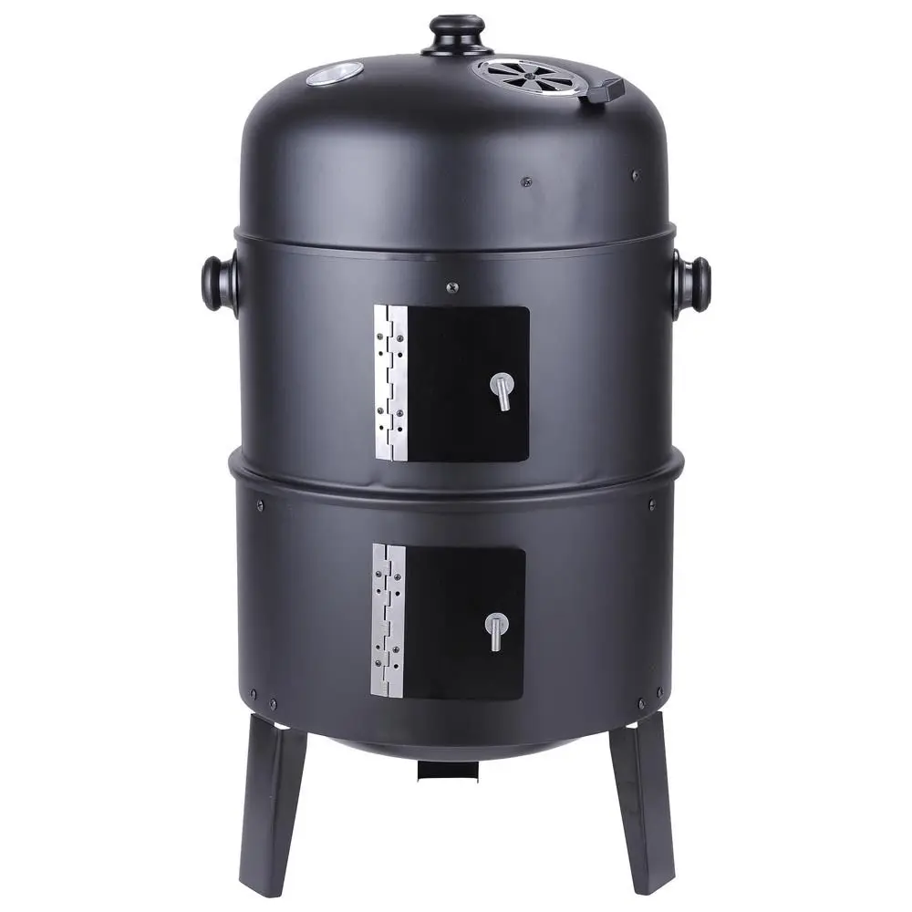 2024 Popular 3 in 1 Powder Coated Vertical Charcoal Smoker BBQ Grills for Cooking Patio
