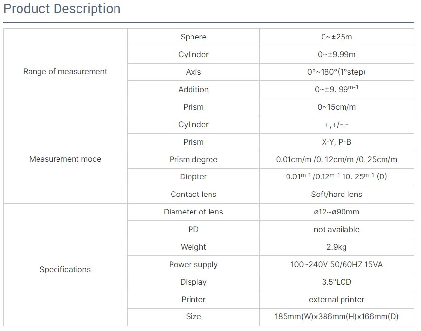 D900 Auto Lensmeter without External Printer Digital Lensmeter Focimeter Auto Lens Meter Lensometer Optical Equipment Cheap Price