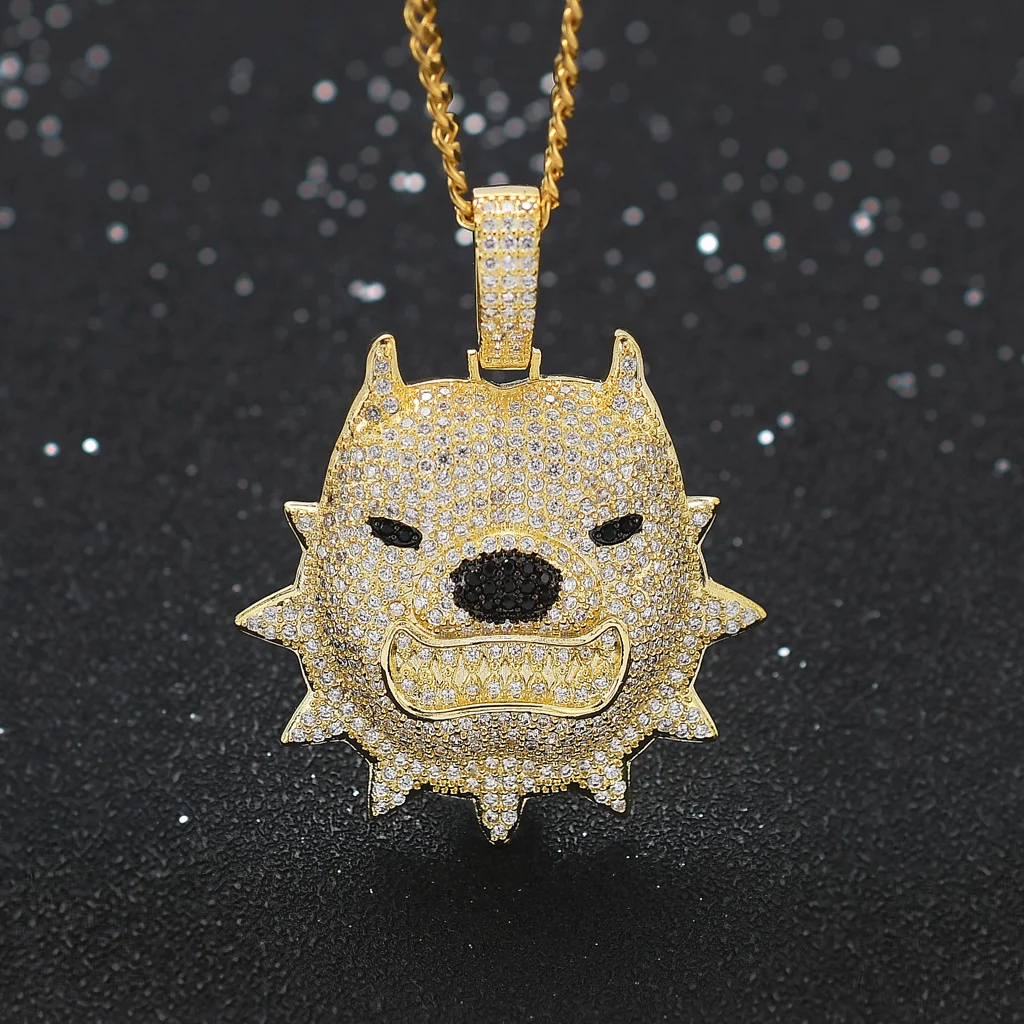 こはたん Old Bulldog Pendant [P-47] Men's Hip Hop Jewelry - Full CZ Diamond Bulldog Pendant
