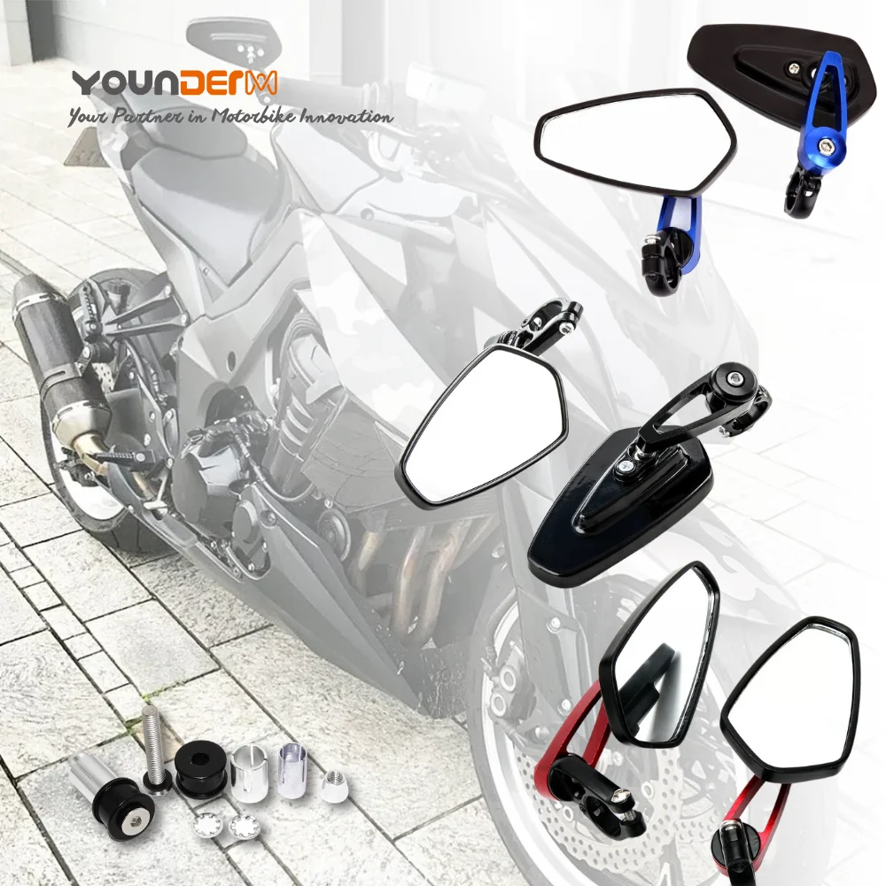 JMTBNO CNC Bar End Mirrors For Yamaha MT07 MT09 FZ07 FZ09 FZ8 - 7/8" Handlebars, Black