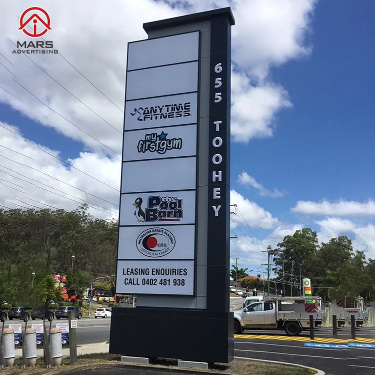 Индивидуальный наружный алюминиевый подсвеченный акриловый знак пилона светодиодная цифра цена направляющая вывеска металлическая пилон