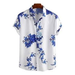 Hot selling new arrival mens short sleeve printed floral hawaiian casual shirts