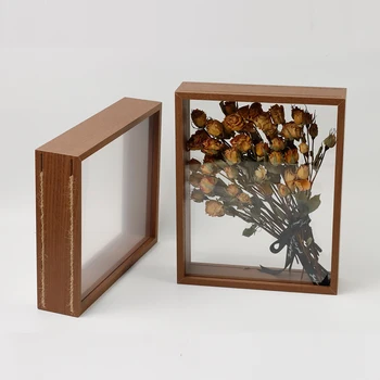 High quality gift home decoration DIY dried flower 3d box frame wood wholesale