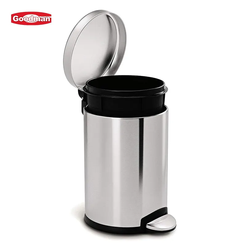 Hot Selling Commercial 3L 5L 12L Home Stainless Steel Trash Can Kitchen Household Metal Dustbin Stainless Steel Pedal Dust Bin factory