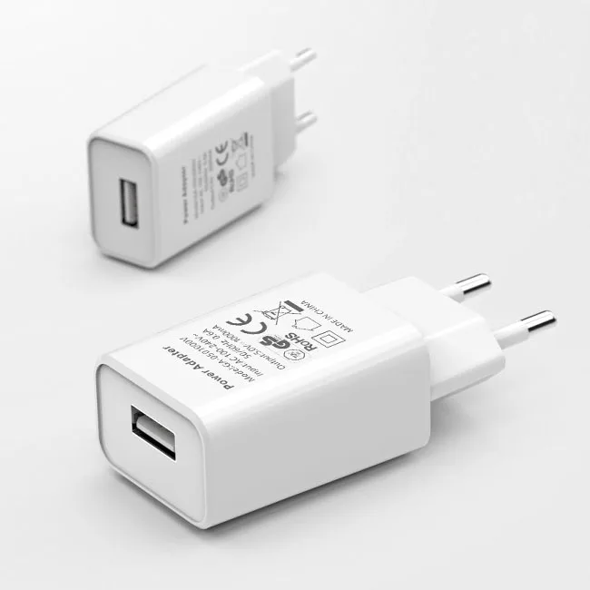 Universal 5V 1A US Plug USB Wall Charger - White, Single Port Power Adapter (Lot Available)