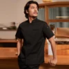 Maglia nera a maniche corte (con cerniera YKK)