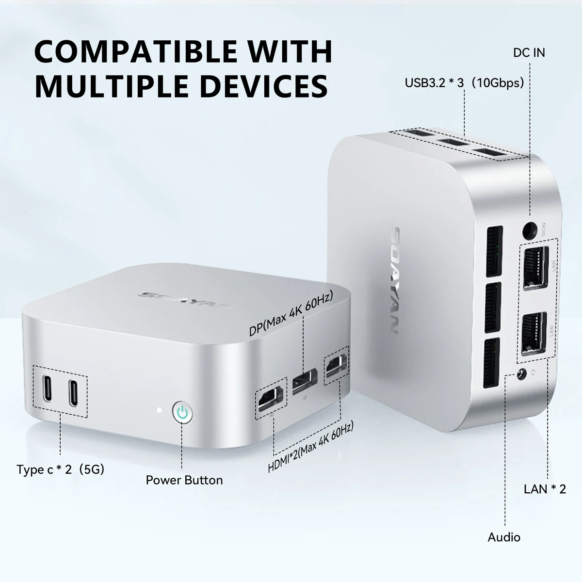 2025 SOAYAN Small Mini PC - Low Power Silent Computer with Intel