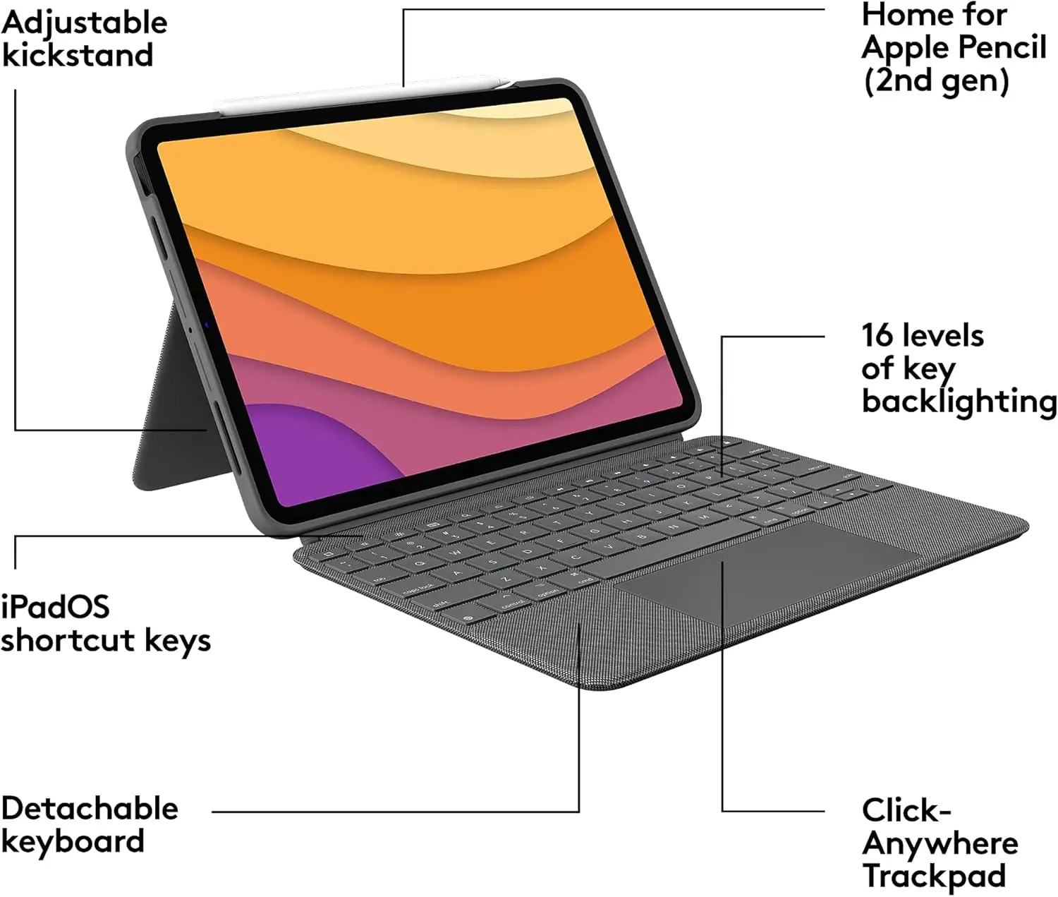 product touch case for ipad air 11inch m2 m3 ipad air 4th and 5th generationwith trackpad and smart connector backlit and foldable-7