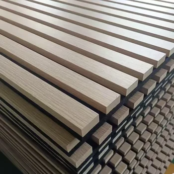 Wood Slat Wall Panel Decoration Interior Sound Absorbing Panel Noise Cancelling PET MDF Acoustic Wall Panels