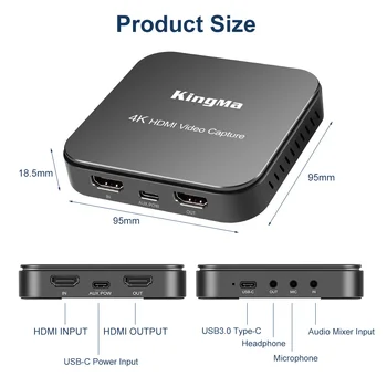 KingMa External Capture Card Stream and Record in 1080P60 4K60 Video Capture Card with Ultra-low Latency for PS5 PS4 Pro detail image
