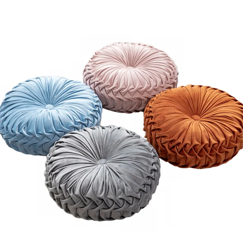 Handmade Ruffle Colorful  Large Pumpkin Round Foam Window Floor Seat Cushion