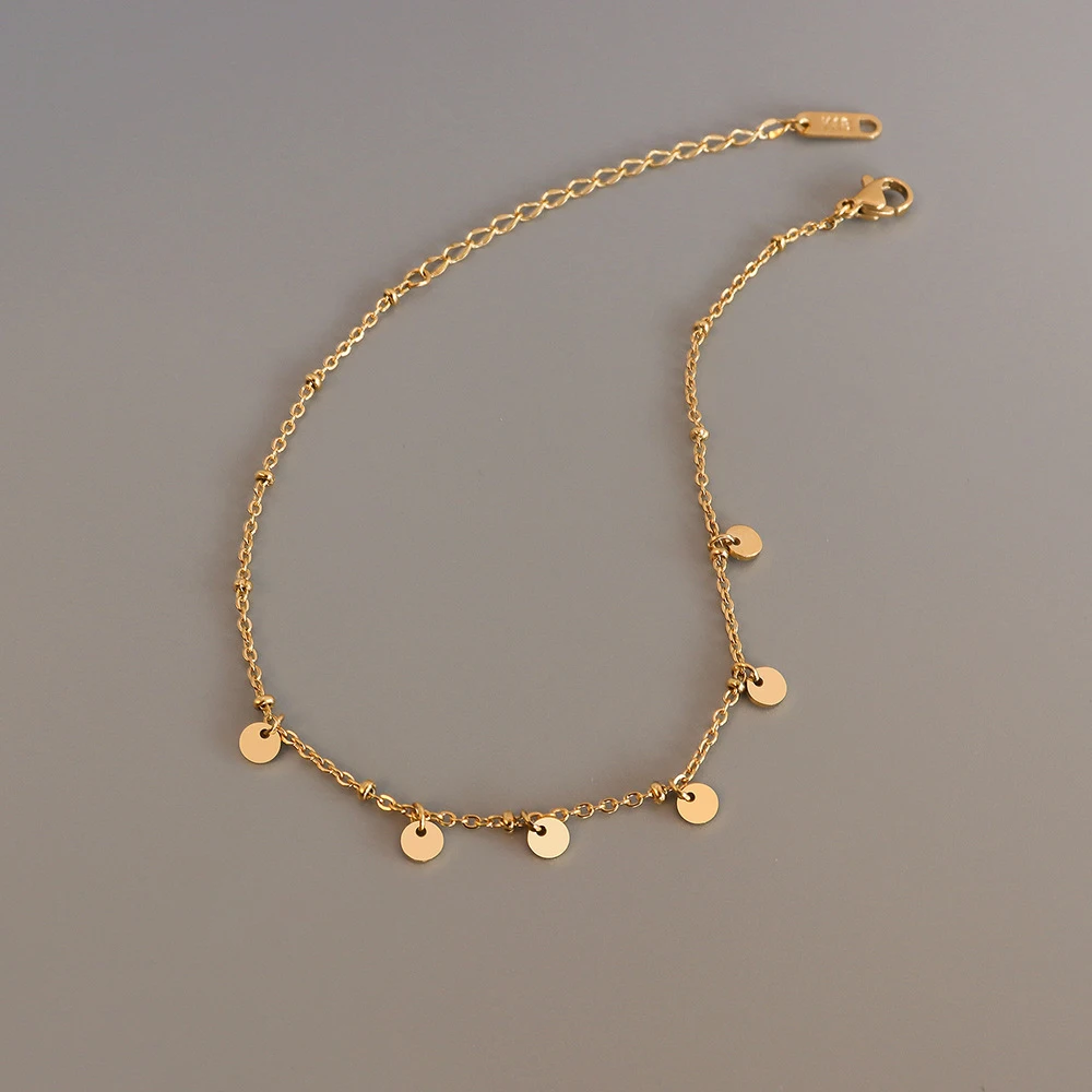 Tarnish-Free 18k Gold Plated Coin Disc Anklet