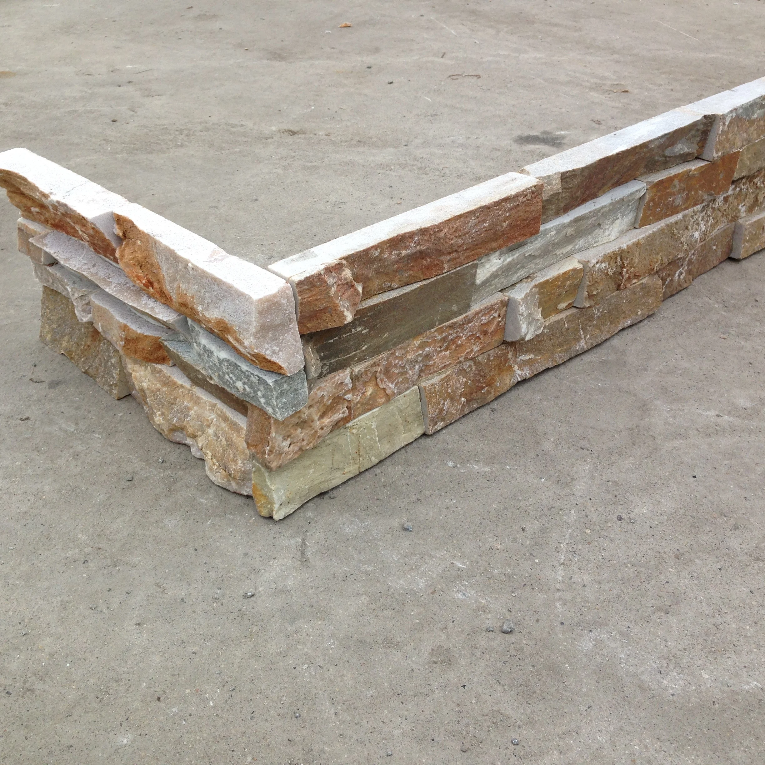 Rusty Quartz Nature Culture Stone for Home Decoration Stacked Slate Z Shape Wall Cladding for Wall Panel