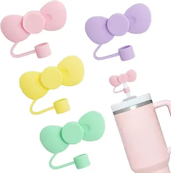 10mm Cute Silicone Bowknot Straw Covers Cap Straw Toppers Compatible With Tumbler 30&40 Oz Tumbler