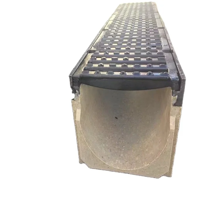 EN 1433  Load Class C 250  E 600 F 900 U Shape Drain Trench Precast Concrete Drainage Channel With Ductile Cast Iron Grating