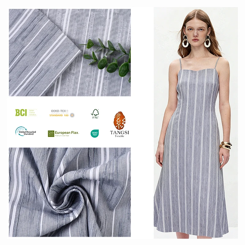 New Factory Outlet Woven Fabric Cotton Poly Blended Fabric Yarn Dyed Fabric for  Women's Clothes