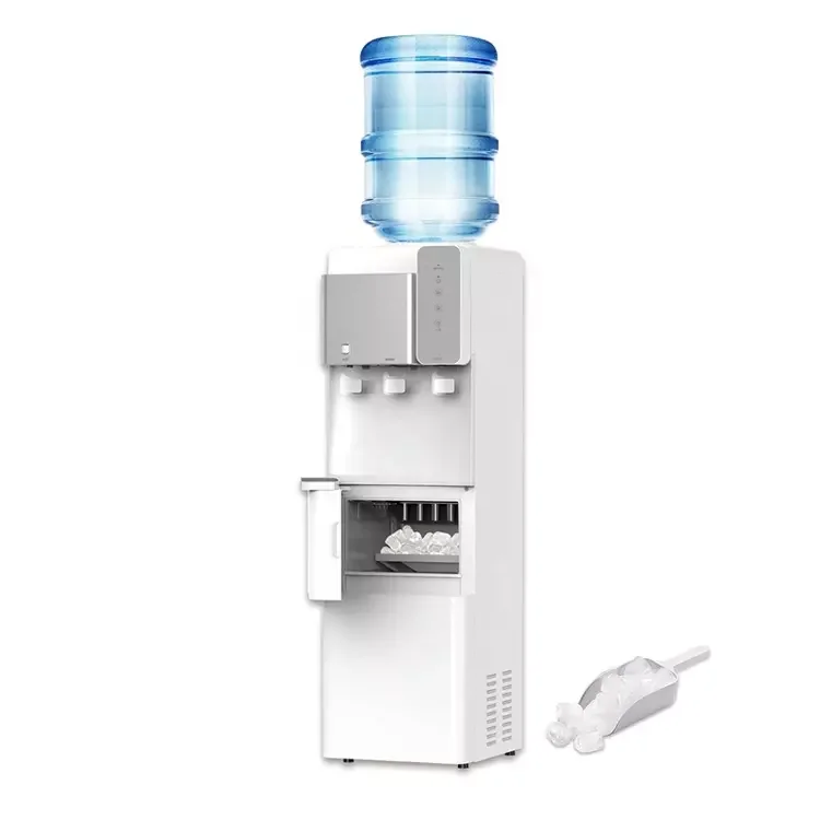 Water Dispenser With Bullet Ice Maker Compressor Cooling Make Hot Cold and Room Temperature Water Commercial Use Ice Storage