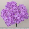 Ramo de hortensias de lana de 7 cabezas, color lila claro.