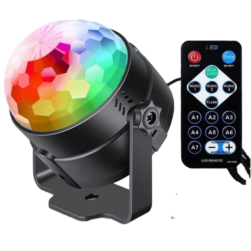 RGB LED Stage Lights Sound Activated Remote Control Disco Magic Ball Light for Home Christmas Party Night Light