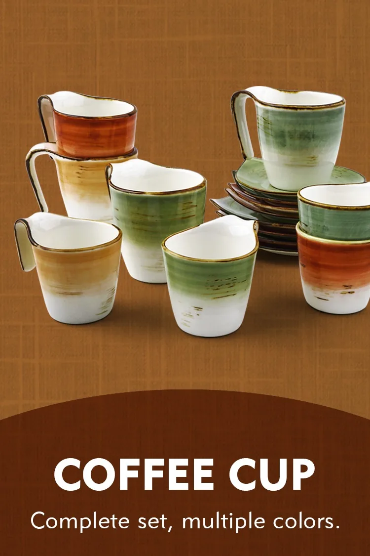 Wholesale Restaurant Cafe Coffee Mugs Colored Glaze Porcelain Espresso