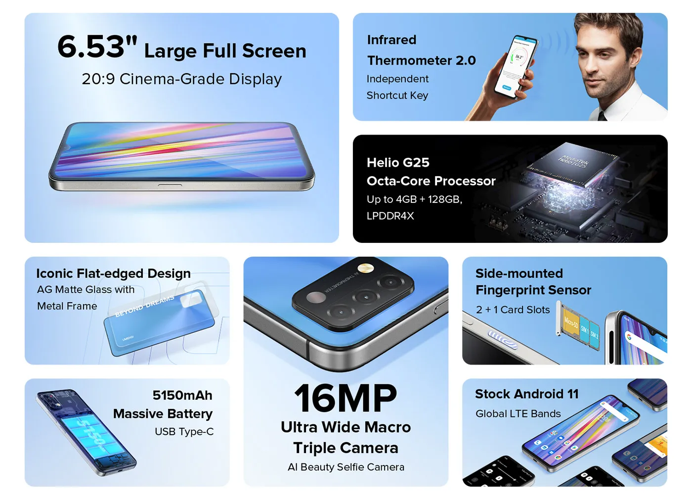 UMIDIGI A11S - 64GB Android 11 Smartphone with 6.53 Inch LCD