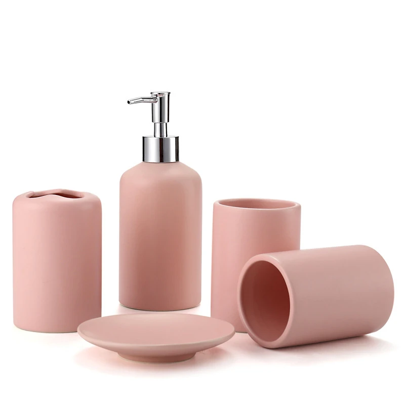 fashion household items accessories set pink color five-piece