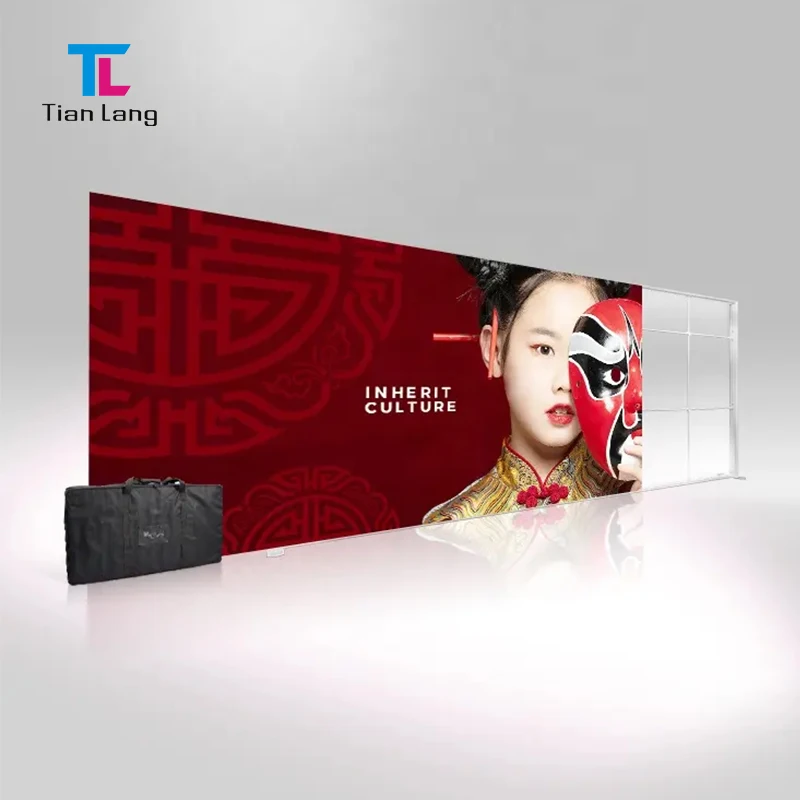 Panloob na Nagbabacklit na Trade Show Display Walls Booth Illuminated Seg Portable Backwall Led Advertising Light Box Fabric