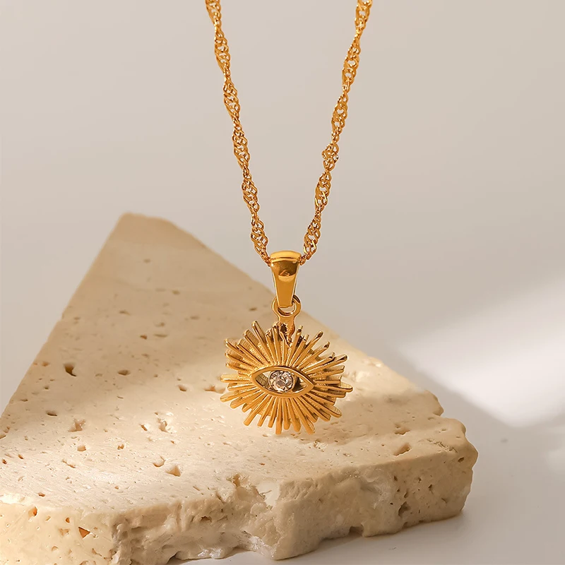 18K Gold Plated Stainless Steel Water Wave Chain Necklace