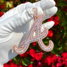 Luxury Hip Hop Rapper Jewelry Charm Custom Made Iced Out Diamond S925 Full VVS Moissanite Capital Letter A Pendant Necklace