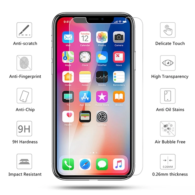 Transparent Phone Tempered Glass Screen Protector for iPhone 11 12 13 14 15 Pro Max Cristal Templado