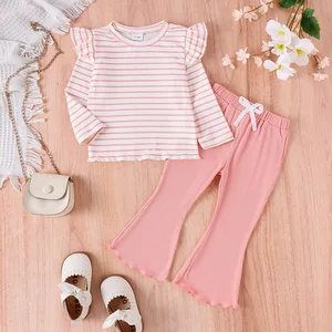 Children's Clothing Multicolor Striped Cotton Long Sleeve Trousers Europe and America Style Two