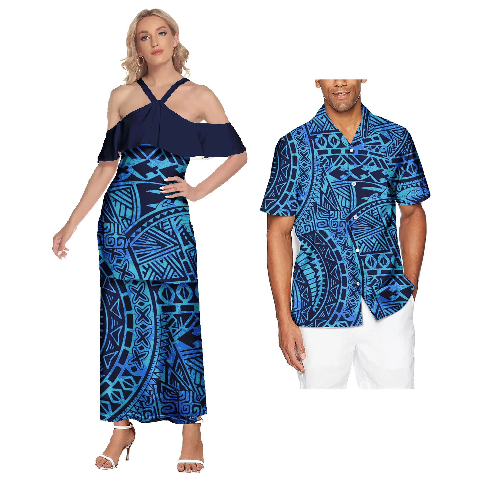 Polynesian Couple Sets - Elegant Dresses & Matching Shirts Polynesian Couple Sets - Elegant Dresses & Matching Shirts