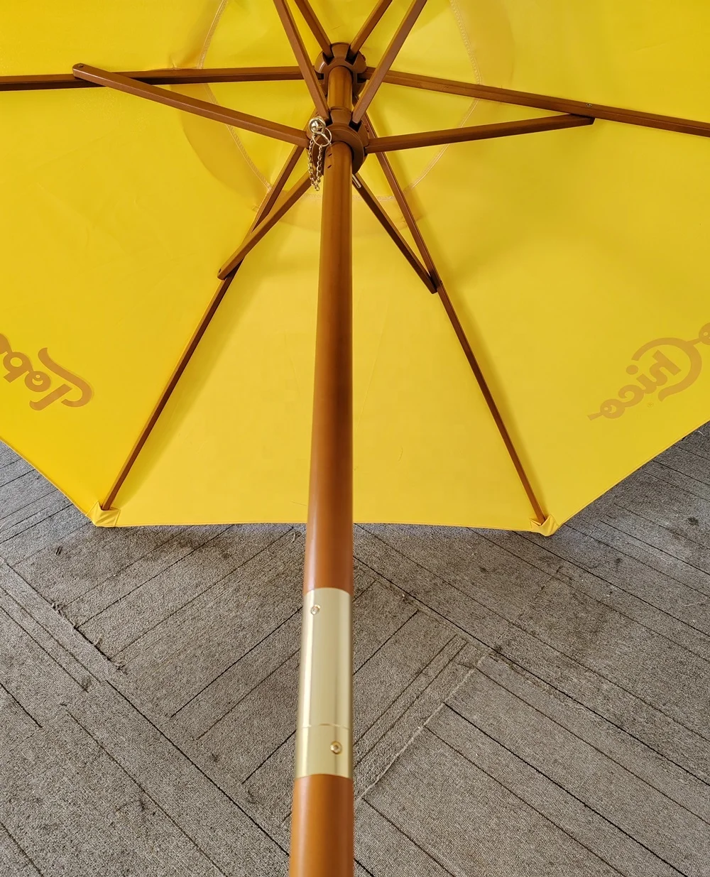 Ombrellone parasole in legno da 7', 7,5', 9', personalizzato 2m 3m Bianco Nero Rosso Verde in tessuto per parco, spiaggia, cortile, giardino esterno_voghion.com