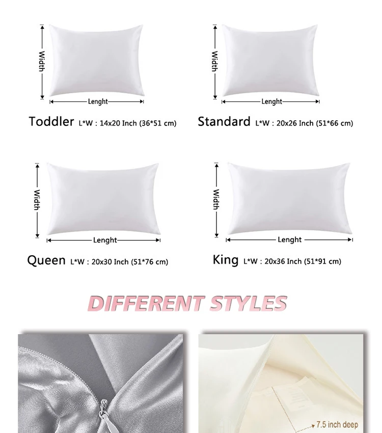 Wholesale Oem Satin Silk Pillow Cover 6a Grade 16/19/22 Momme 100 Pure