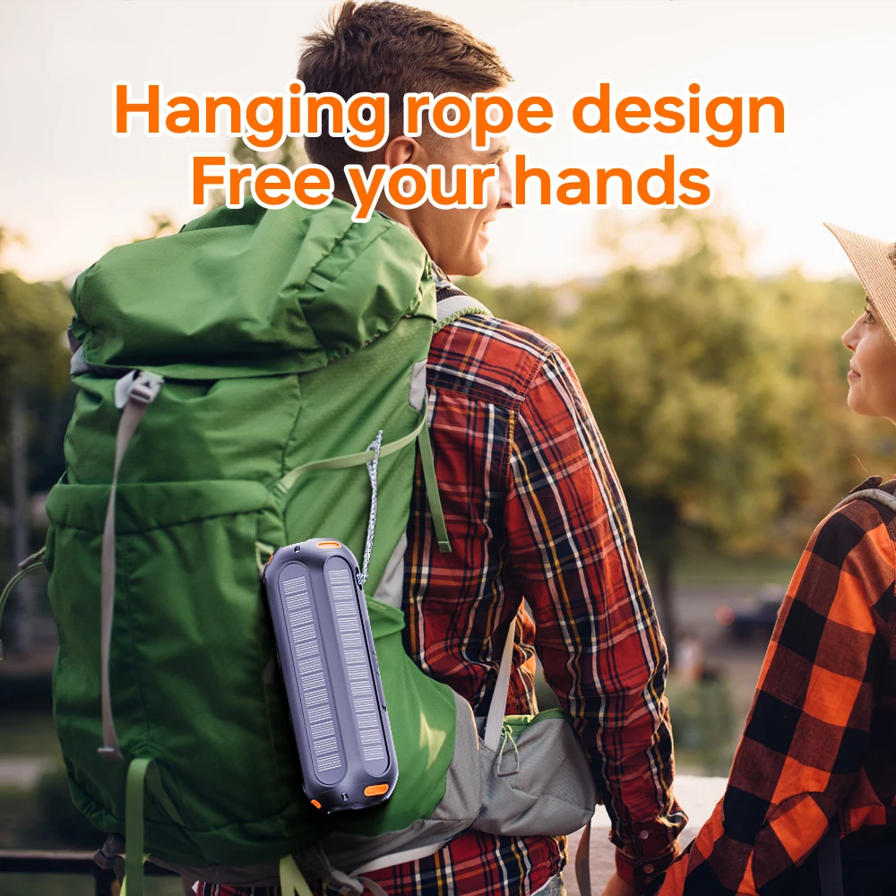 Stereo Pair Outdoor Solar Speaker IP66 Waterproof with Magnetic Base & Wrist Strap for Backpack Cycling Camping Adventures