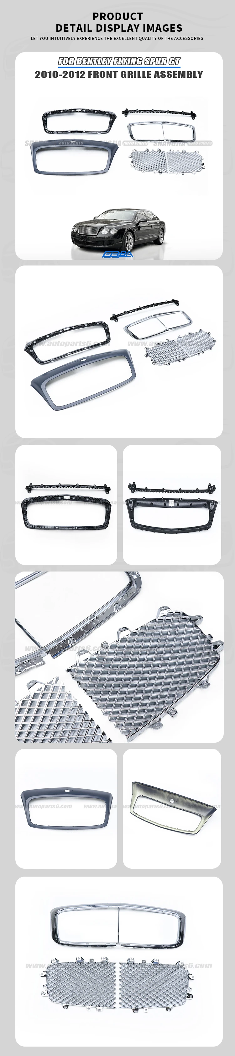 front bumper grille assembly for bentley flying spur gt 2010 2012-3