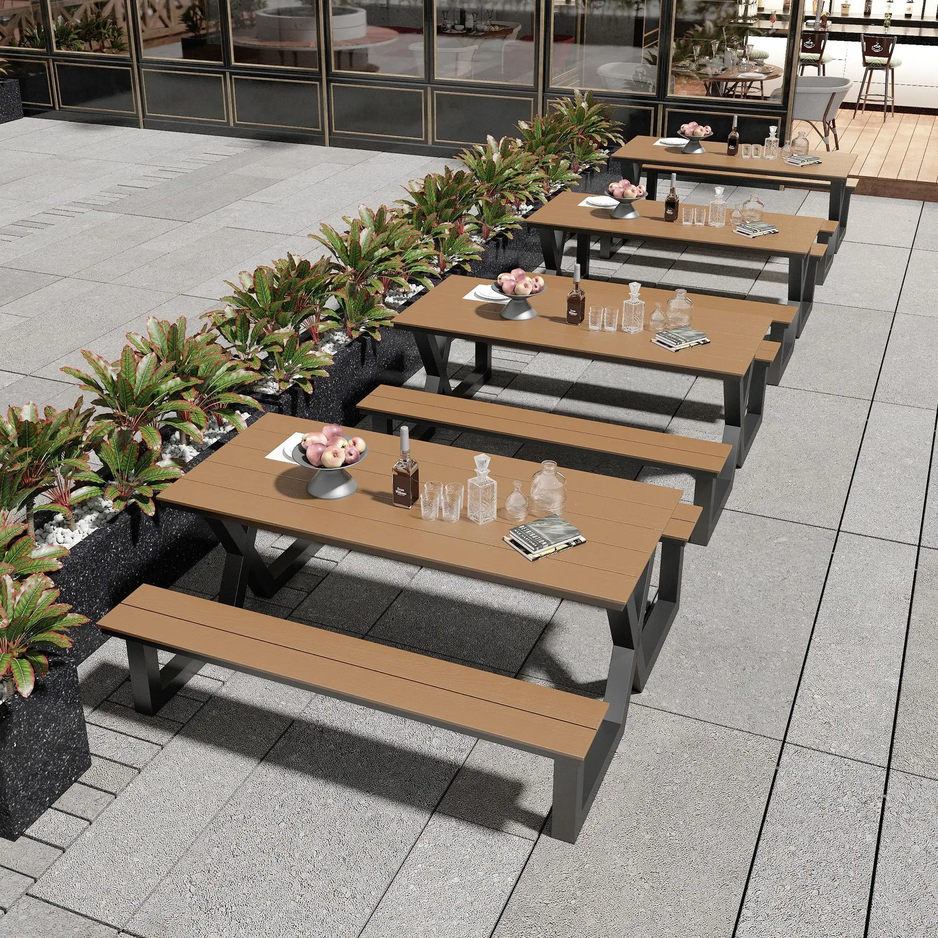 Modern Outdoor Conjoined Park Table and Chair Combination Garden Seat ...