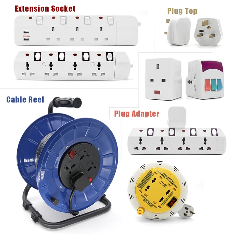 Universal 3-Way Multi Pin Travel Plug Adapter Electric Adaptor with 3 AC Outlets ABS Plastic Material