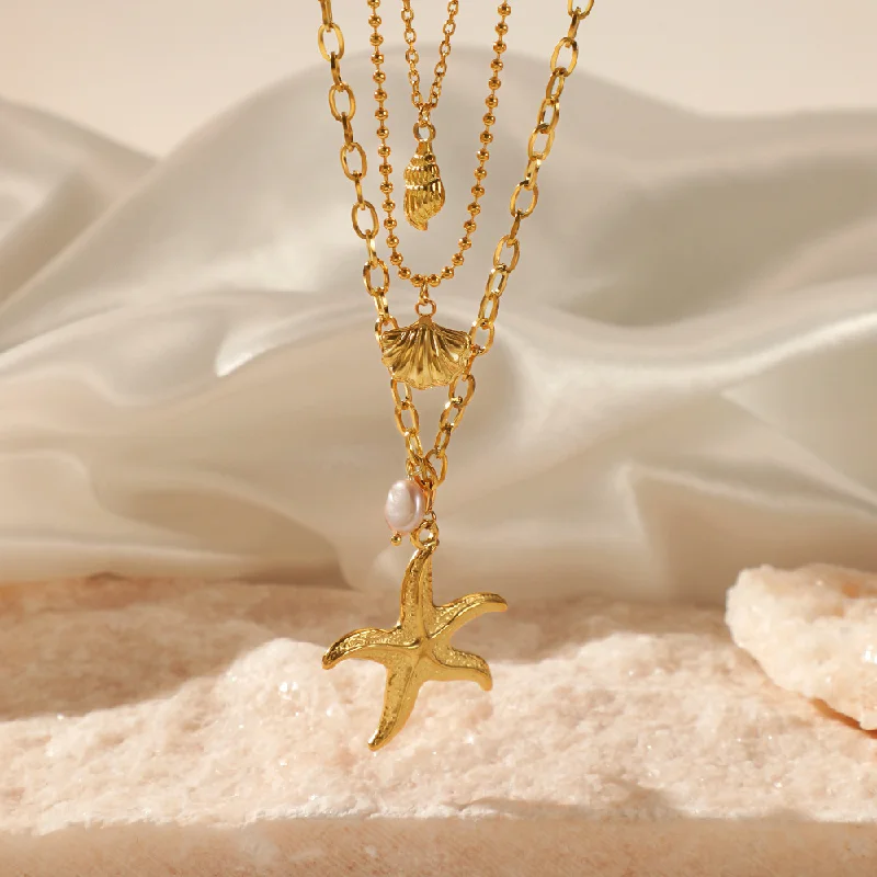 Nautical Jewelry Mermaid Necklace Gold JS-374P Large Mermaid