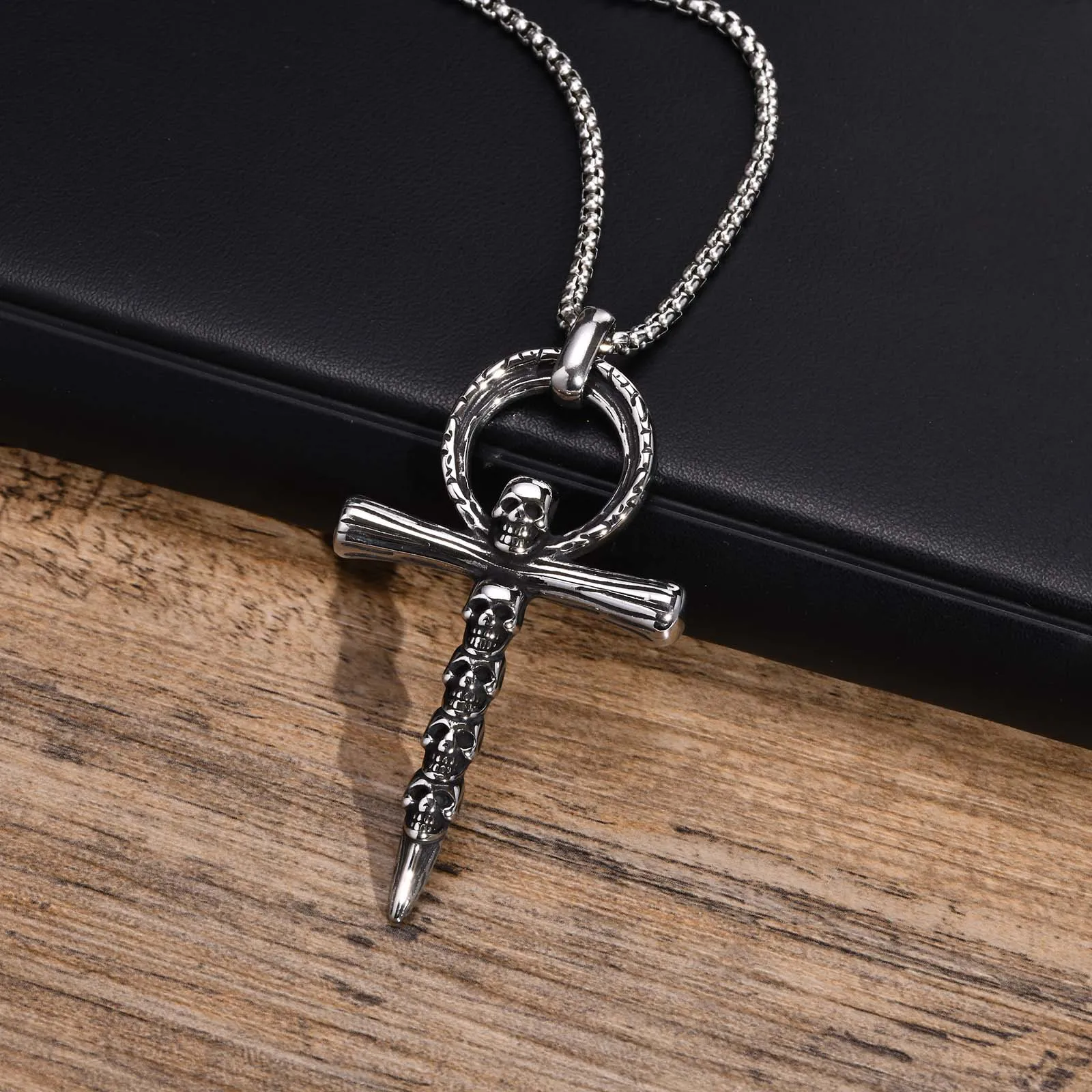 New Arrival Hot Selling Stainless Steel Punk Black Fashion Cross