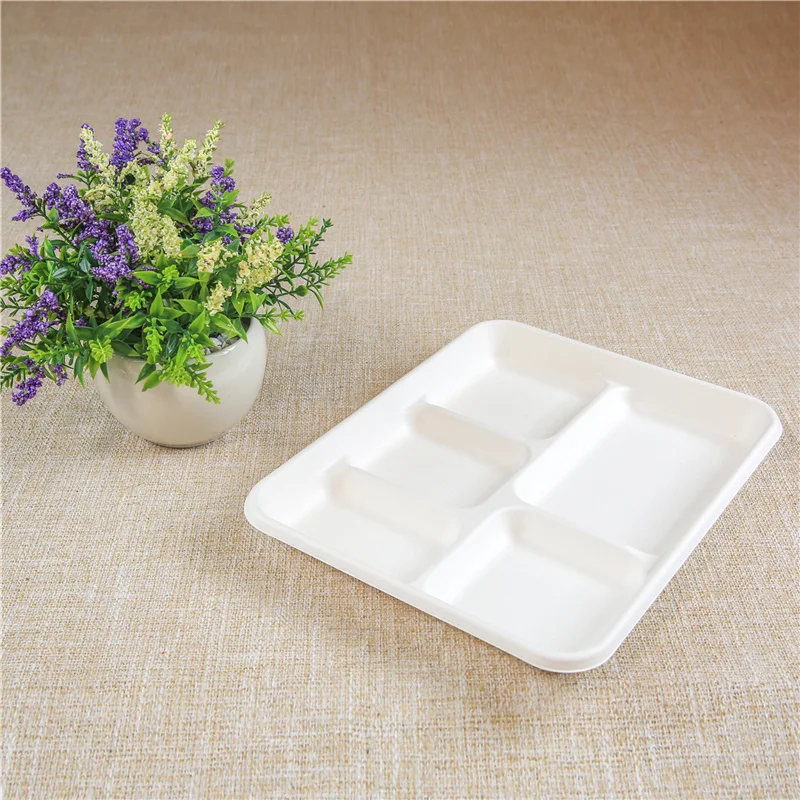 Biodegradable disposable food clamshell/3 5 compartments food box/tray