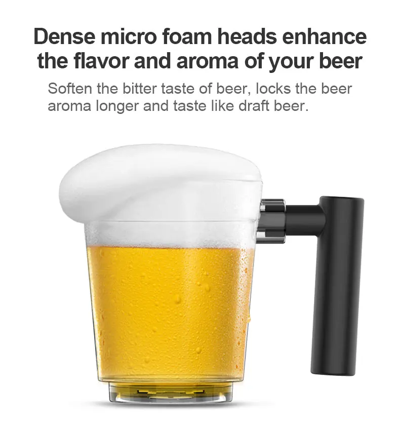 Portable Ultrasonic Beer Foam Maker Cup Beer Server Dispenser No Limit on Canned or Bottle Beer Size Ideal for Gift Happy Hours details