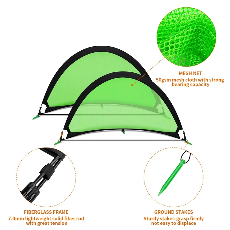 6ft Pop Up Football Goal Soccer Training Set Of 2 Foldable Portable