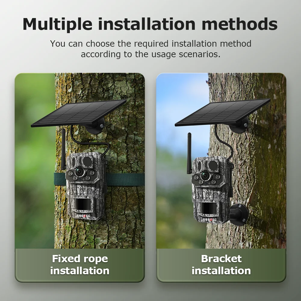 SECTEC GPS 4G LTE Cellular Trail Cameras Solar-Powered Hunting Wild Angle Camera HD 3MP 3PIRS 4G GPS Trail Hunting CCTV Camera