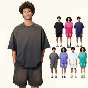 Roregal Garment-Washed Relaxed Fit Short Sleeve T-Shirt and Shorts Unisex Vintage-Washed Matching Set