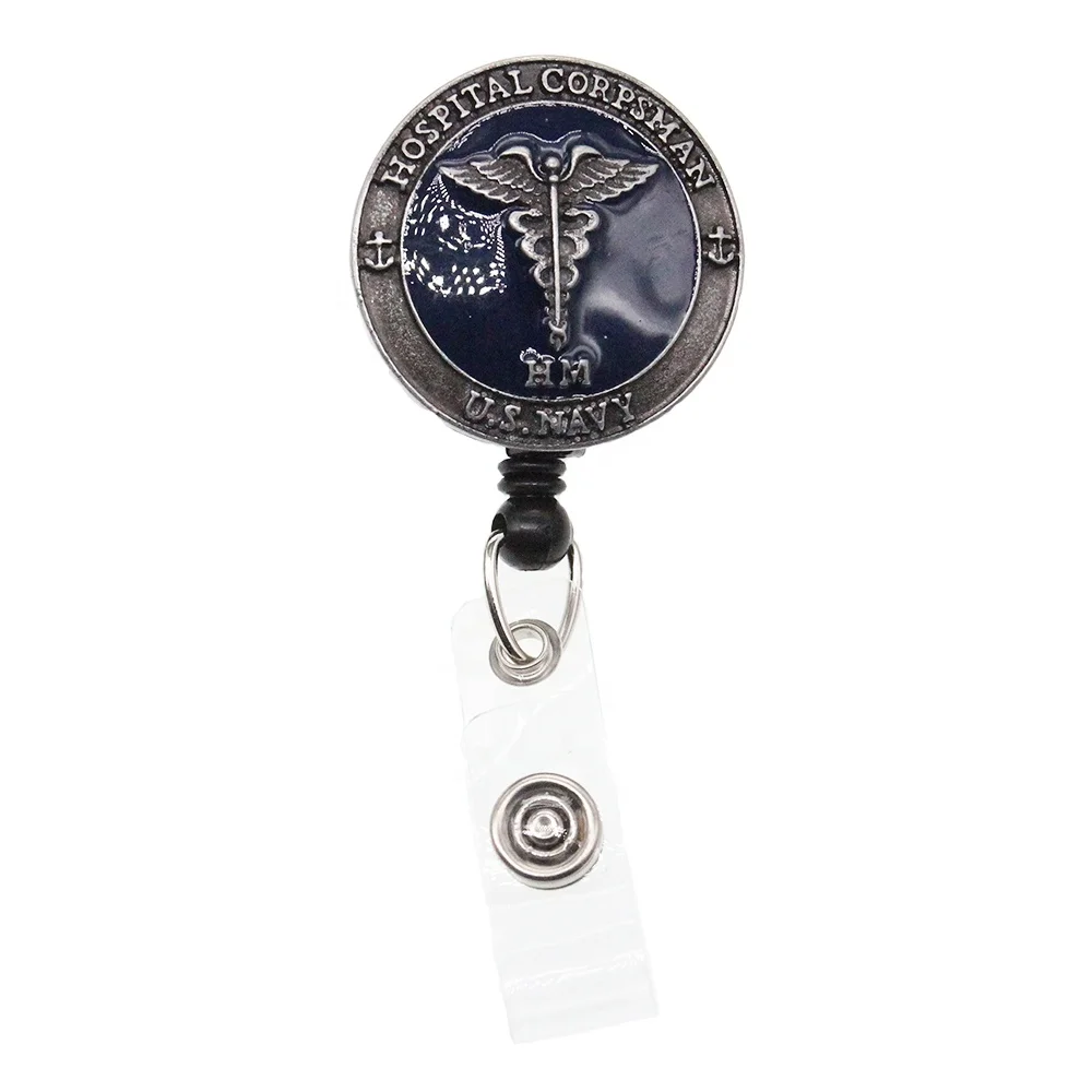 Cool Enamel Hospital Corpsman Medical Symbol Retractable Id Badge ...