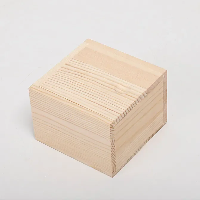 Customized Different Size Pine Wooden Slide Gift Packaging Sliding Lid Storage Blank Wooden Crafts Box with Depression in Top
