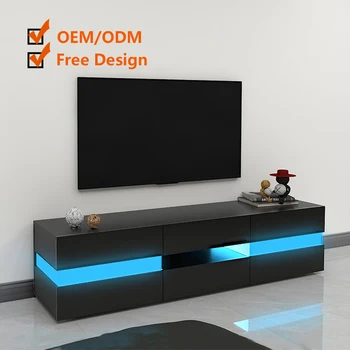 High gloss TV cabinet with LED light stands factory customizable for living room furniture stand unit