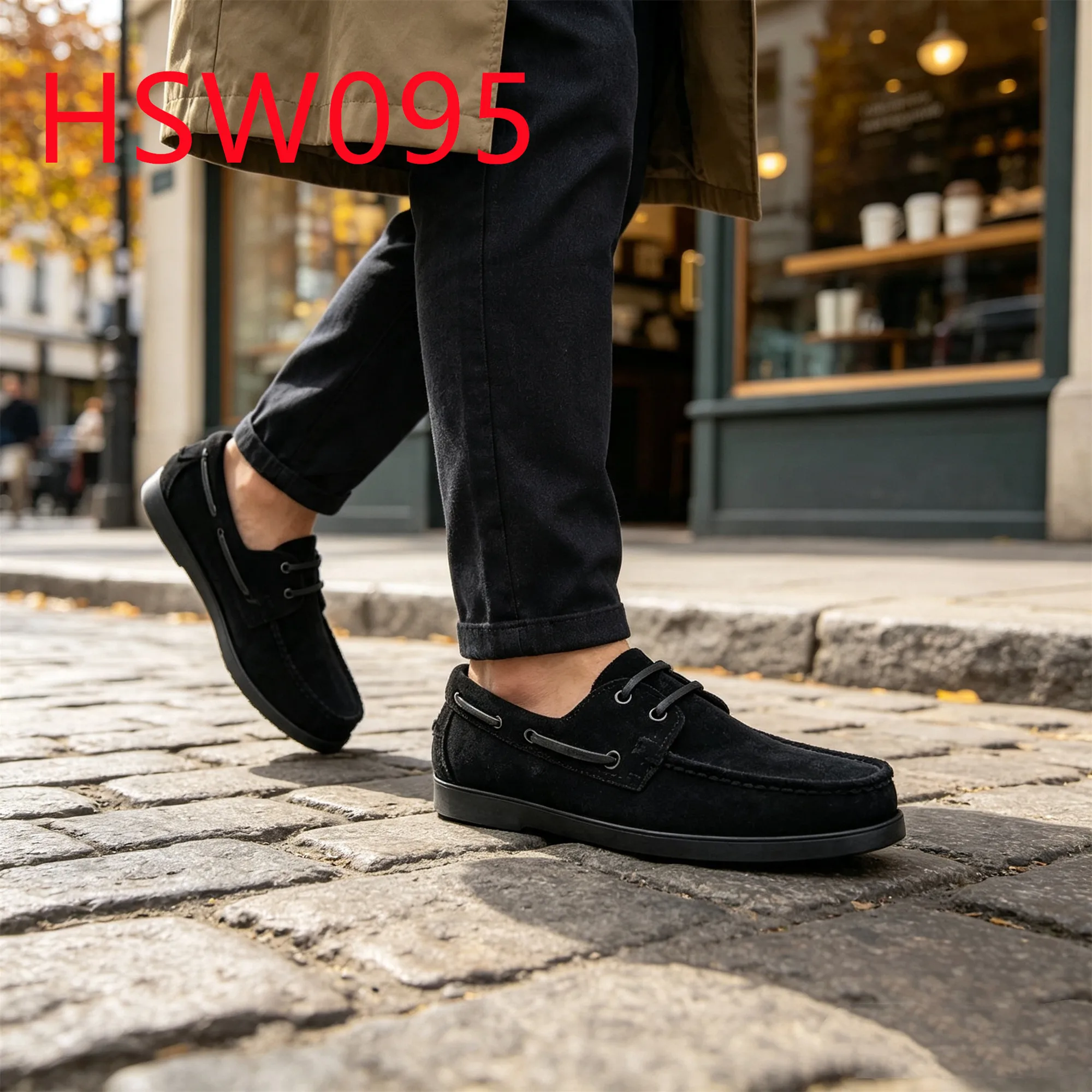 HY,Dock Walking Natural Suede Leather Handmade Hua Singh Boat Shoes Lace up Sand/blue/black Color Casual Moccasin Shoes HSW095